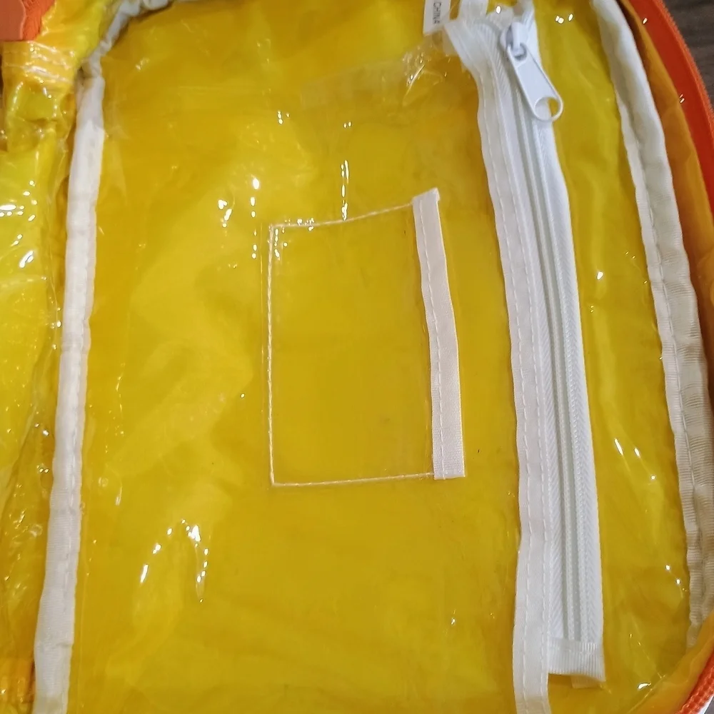 Large White, Yellow and Orange Toiletry Bag.